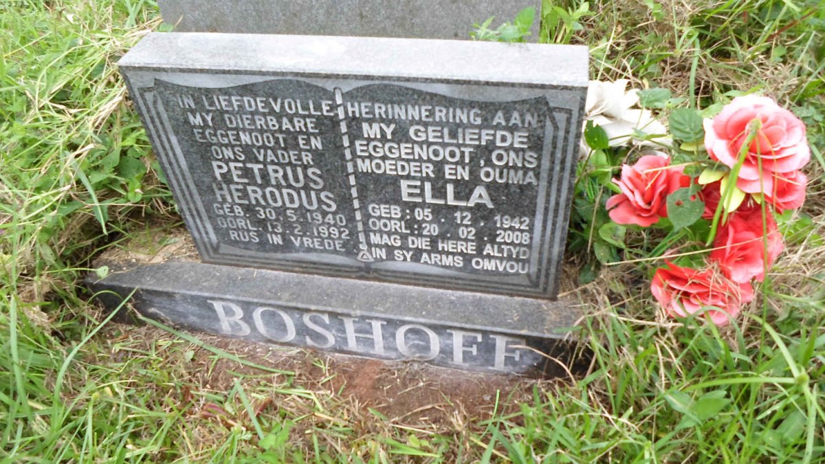 BOSHOFF Petrus Herodus 1940-1992 &amp; Ella 1942-2008