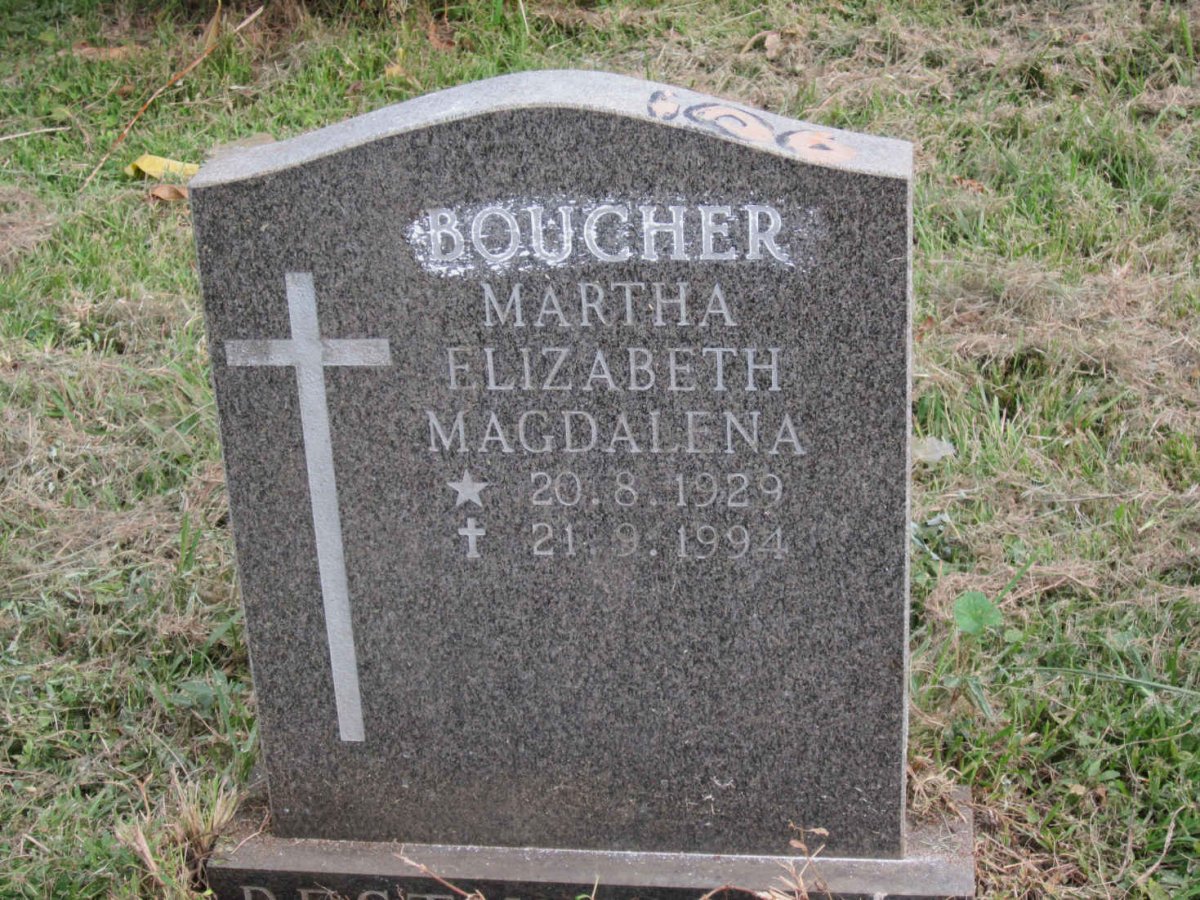 BOUCHER Martha Elizabeth Magdalena 1929-1994