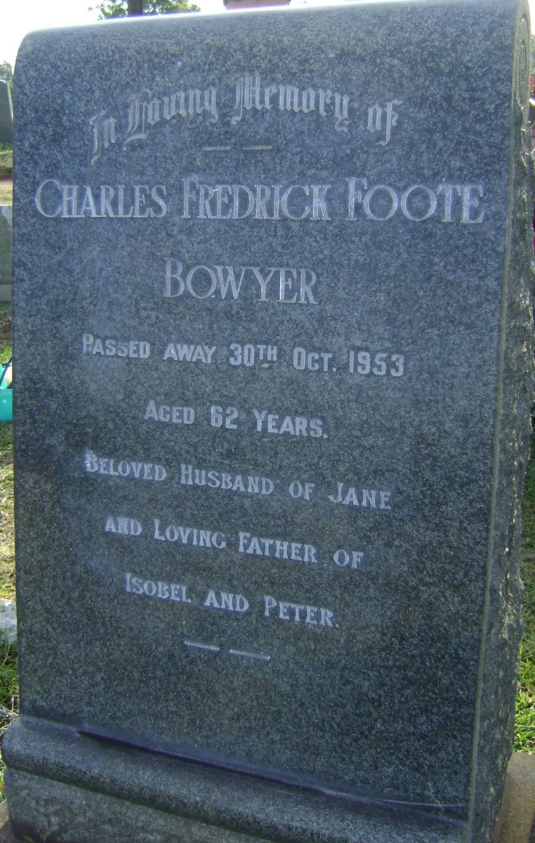 BOWYER Charles Fredrick Foote -1953