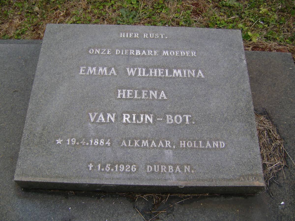 BOT Emma Wilhelmina Helena, van Rijn 1884-1926