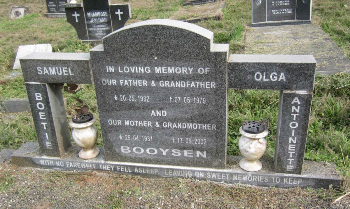 BOOYSEN Samuel 1932-1979 &amp; Olga Antionette 1931-2002