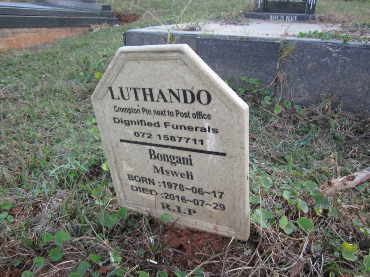 BONGANI Msweli 1978-2016