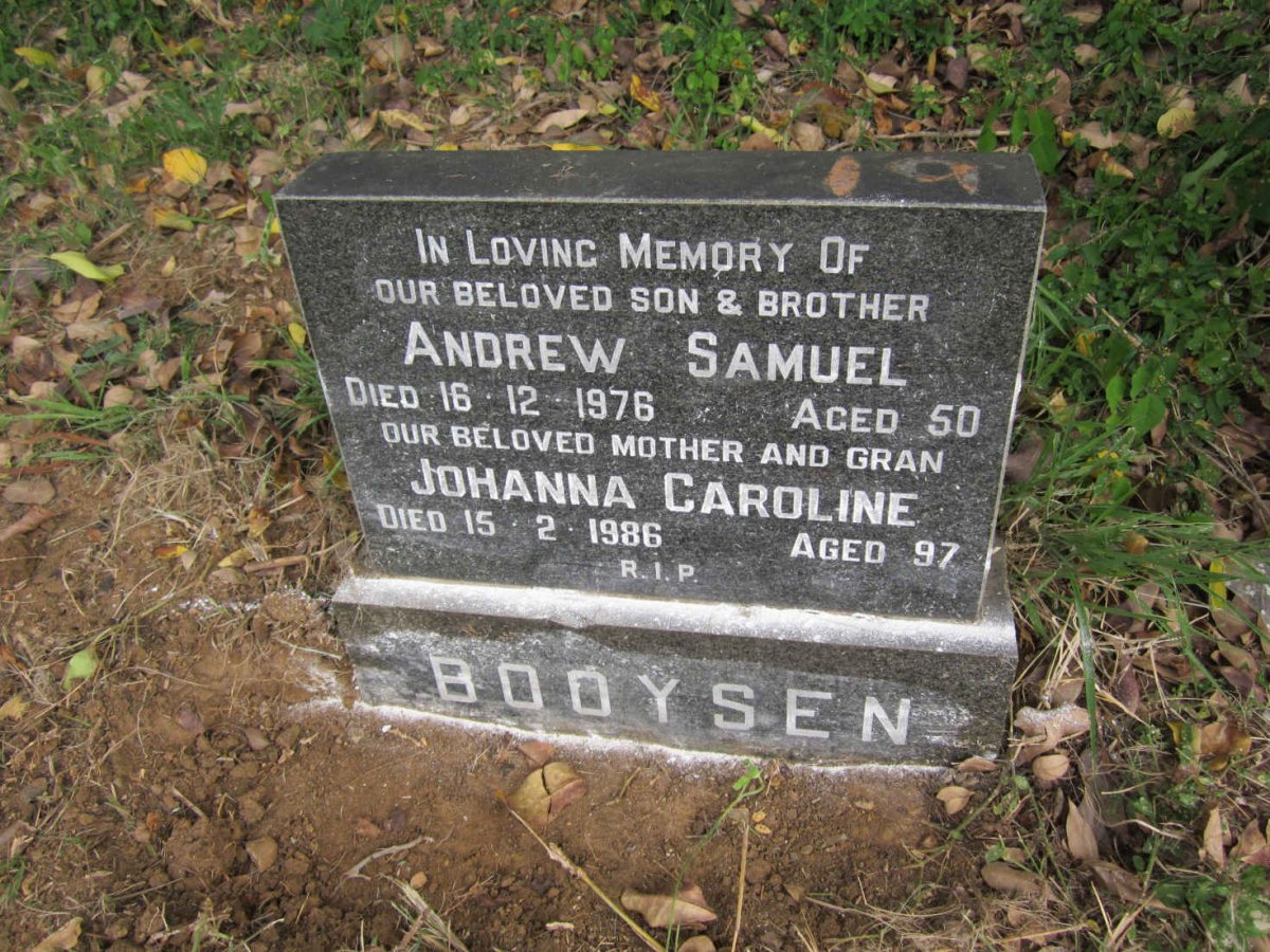 BOOYSEN Johanna Caroline -1986 :: BOOYSEN Andrew Samuel  -1976