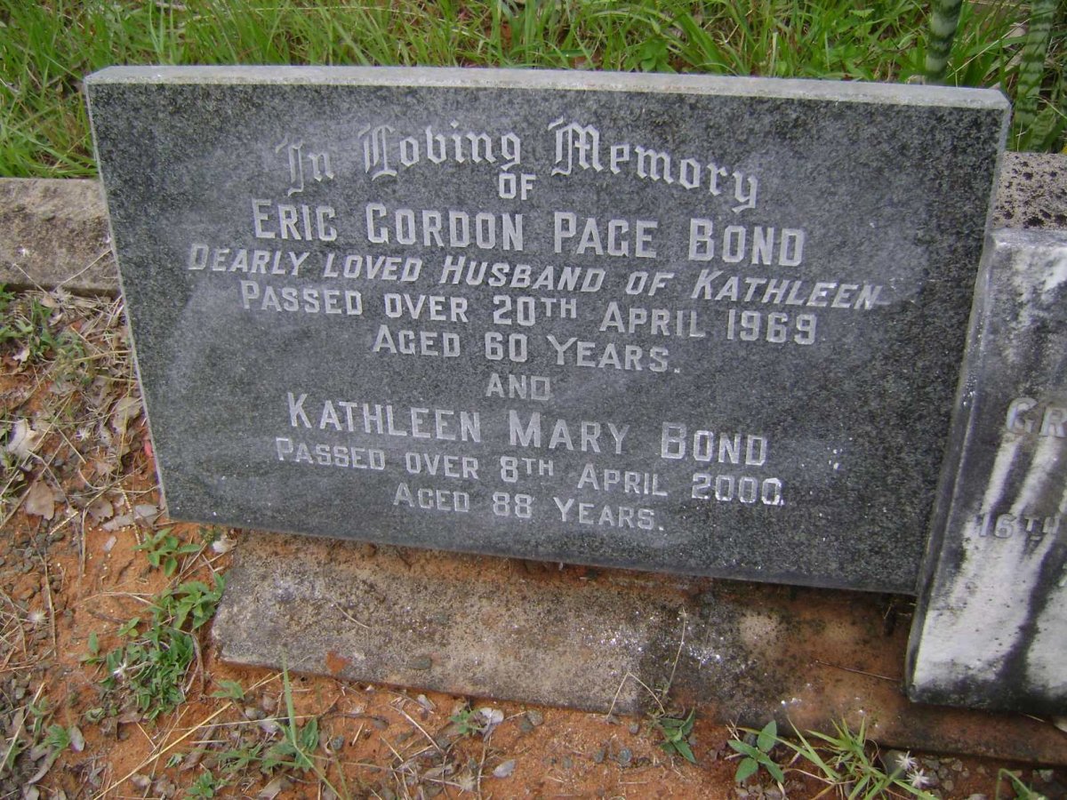 BOND Eric Gordon Page -1969 &amp; Kathleen Mary -2000
