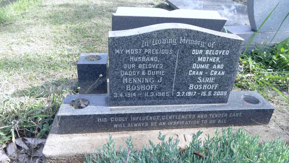 BOSHOFF Henning J. 1914-1965 &amp; Sarie 1917-2009