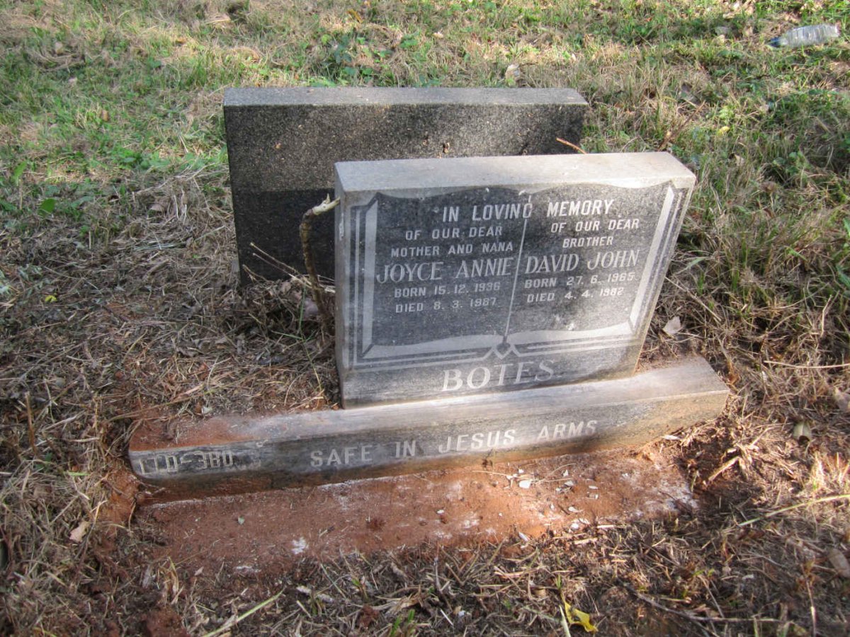 BOTES Joyce Annie 1936-1987 :: BOTES David John 1965-1982
