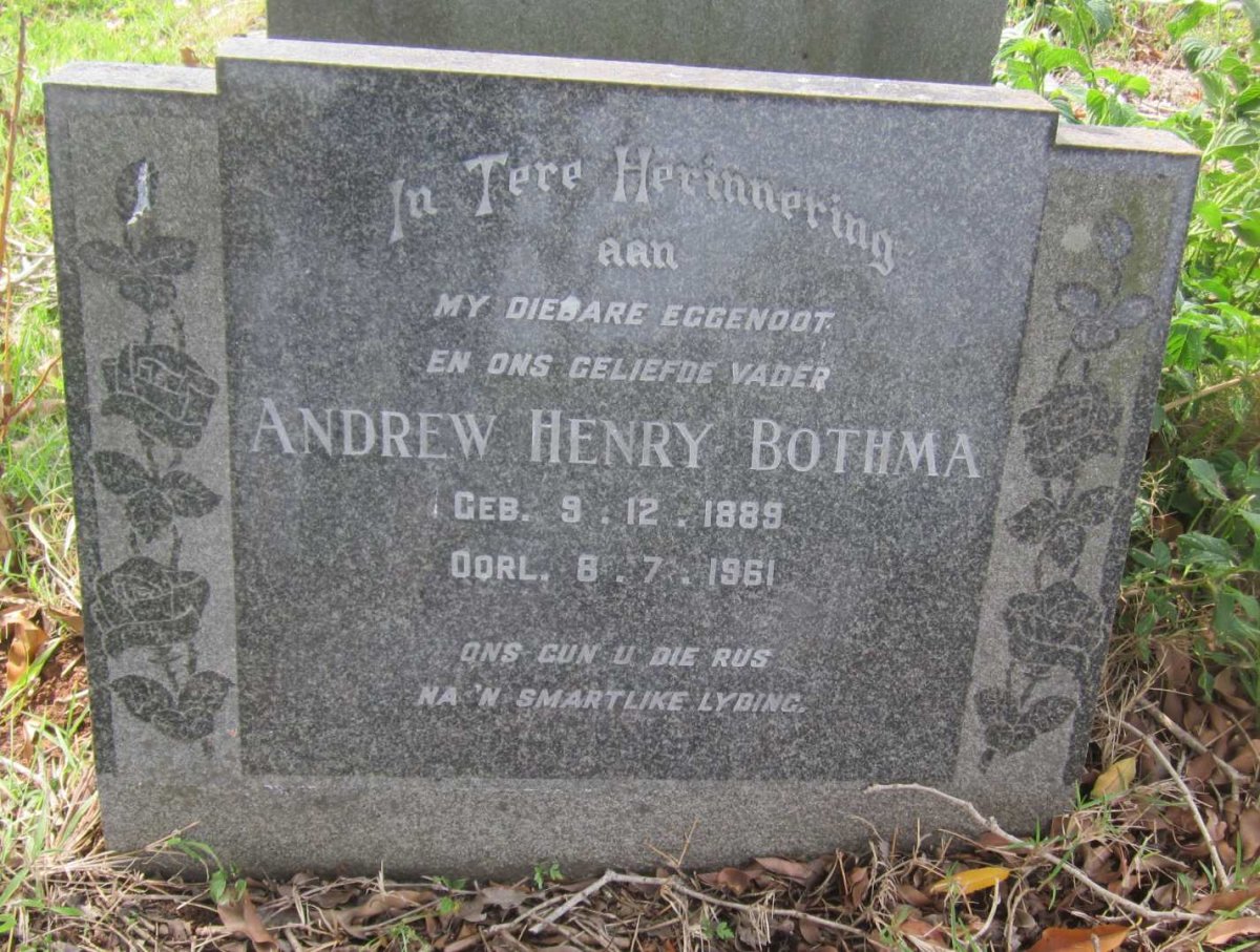 BOTHMA Andrew Henry 1889-1961