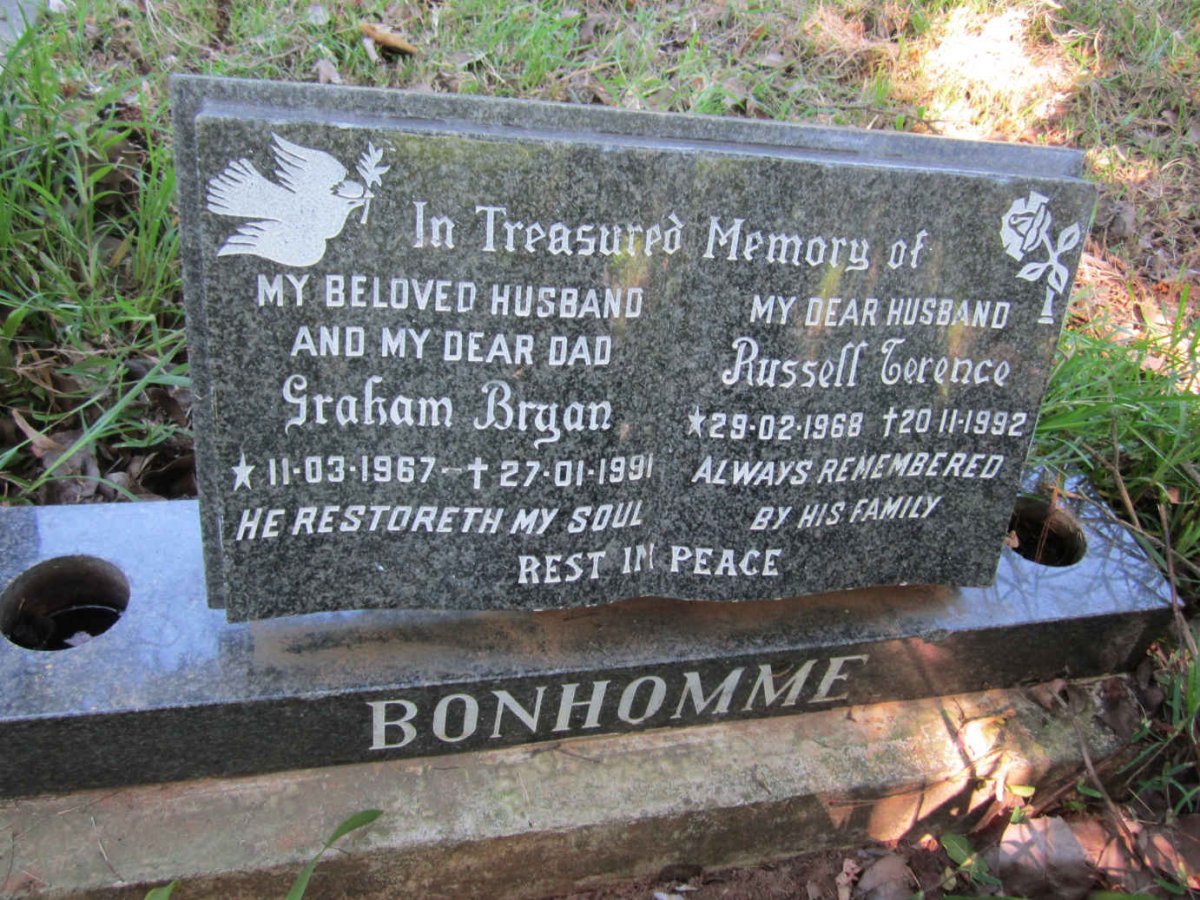 BONHOMME Graham Bryan 1967-1991 :: BONHOMME Russell Terence 1968-1992