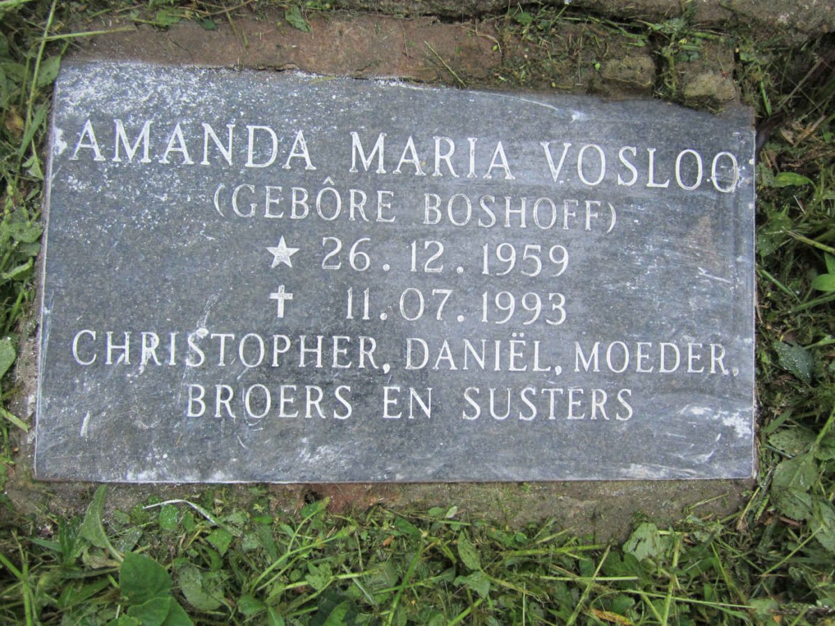 BOSHOFF Daniel Petrus 1927-1983 :: VOSLOO Amanda Maria nee BOSHOFF 1959-1993