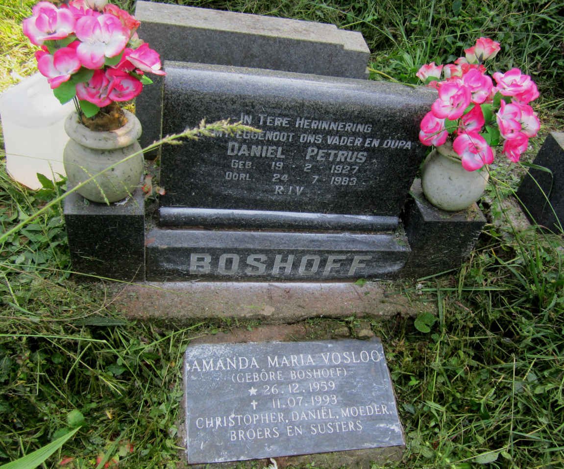 BOSHOFF Daniel Petrus 1927-1983 :: VOSLOO Amanda Maria nee BOSHOFF 1959-1993