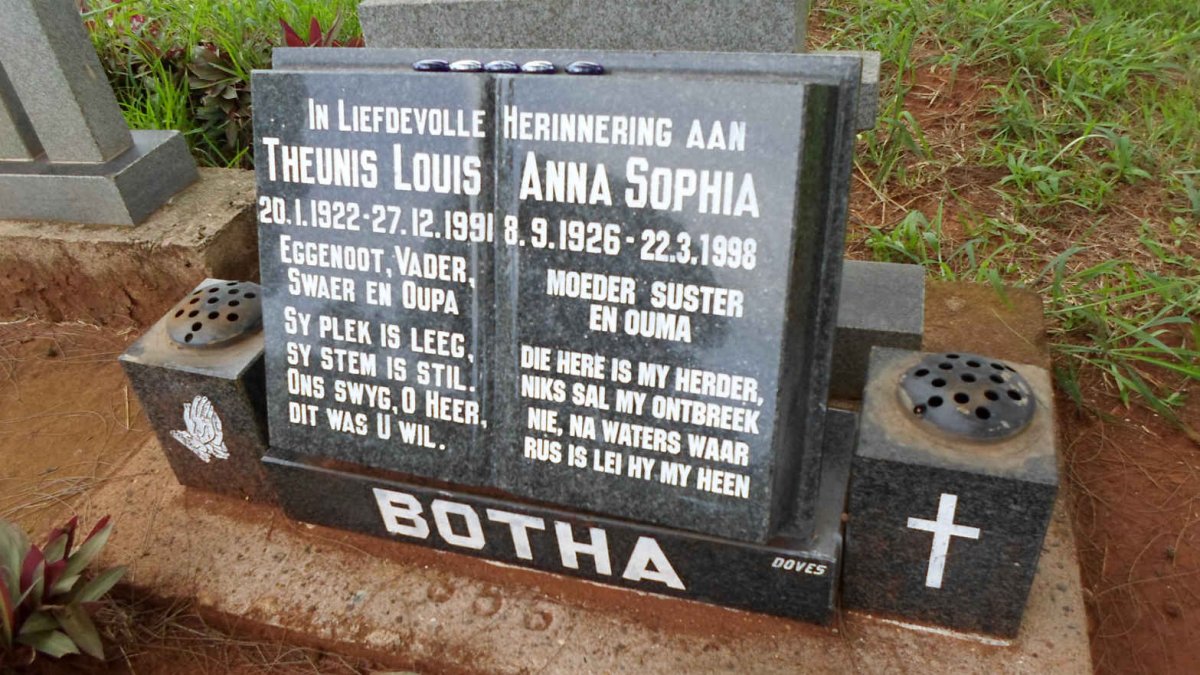 BOTHA Theunis Louis 1922-1991 &amp; Anna Sophia 1926-1998