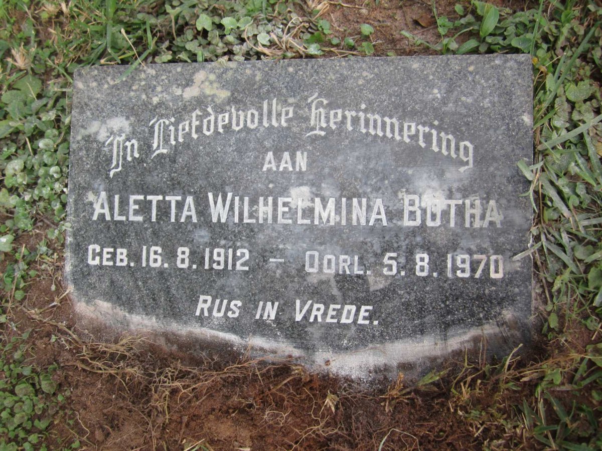 BOTHA Aletta Wilhelmina 1912-1970