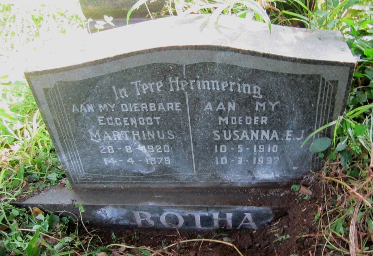 BOTHA Marthinus 1920-1979 &amp; Susanna E.J. 1910-1992