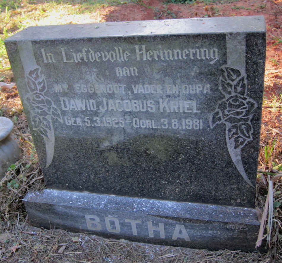 BOTHA Dawid Jacobus Kriel 1925-1981