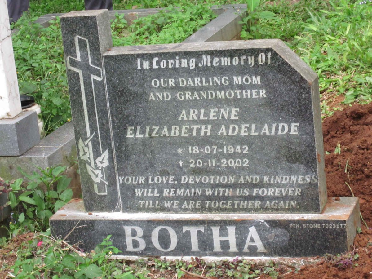 BOTHA Arlene Elizabeth Adelaide 1942-2002