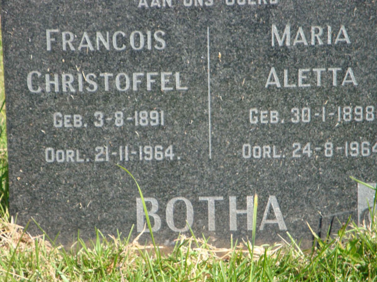 BOTHA Francois 1891-1964 &amp; Maria Aletta 1898-1965
