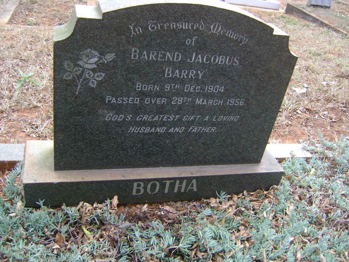 BOTHA Barend Jacobus 1904-1956