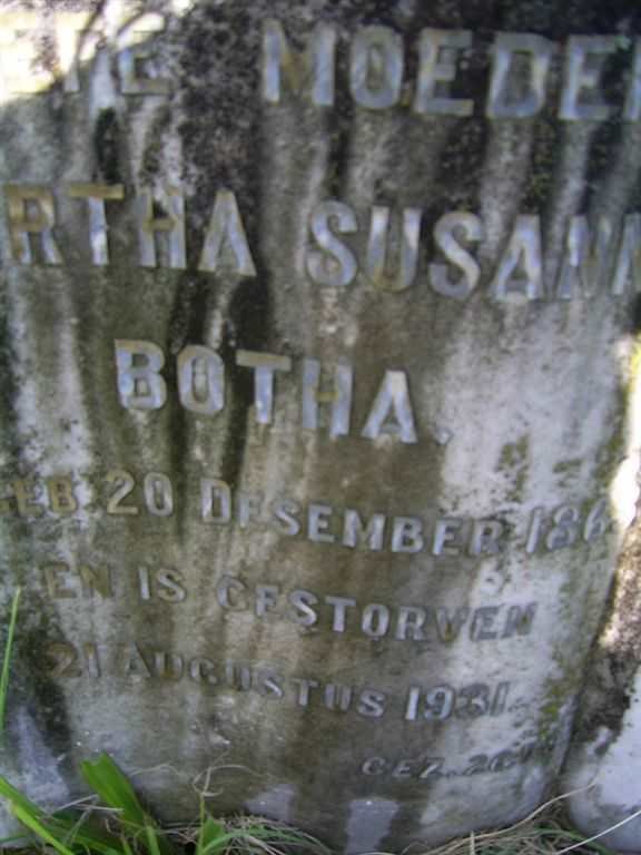 BOTHA Martha Susanna 1863-1931