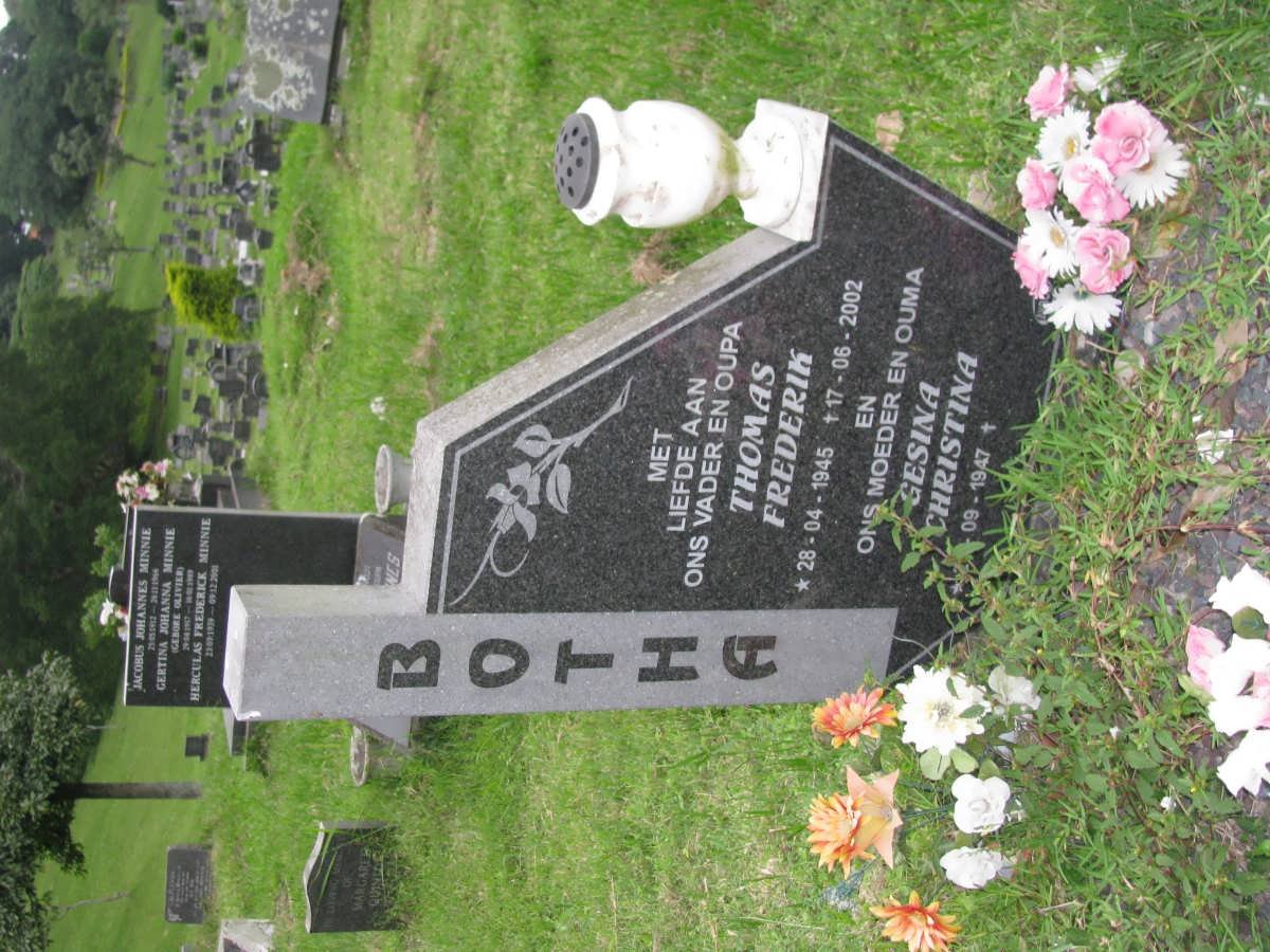 BOTHA Thomas Frederik 1945-2002 &amp; Gesina Christina 1947-