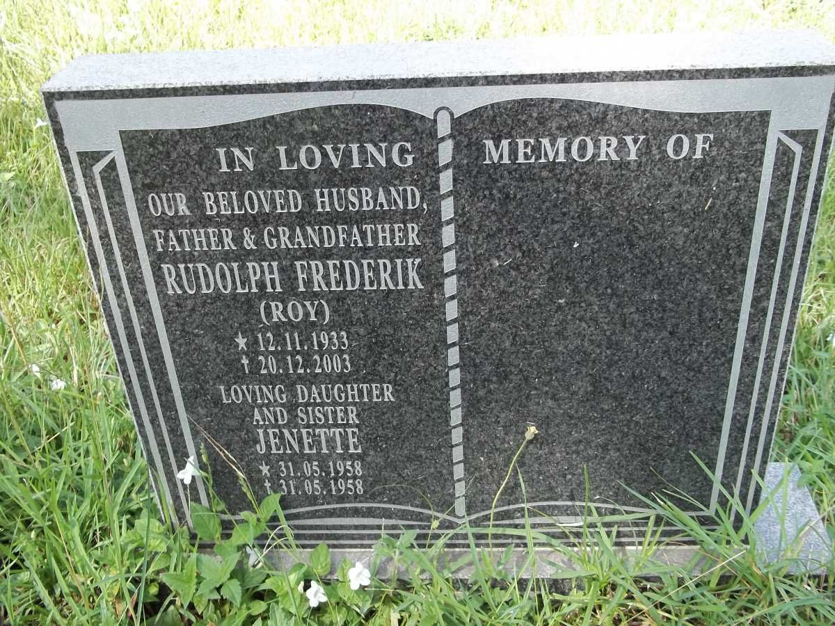 BOTHA Rudolph Frederik 1933-2003 :: BOTHA Jenette 1958-1958