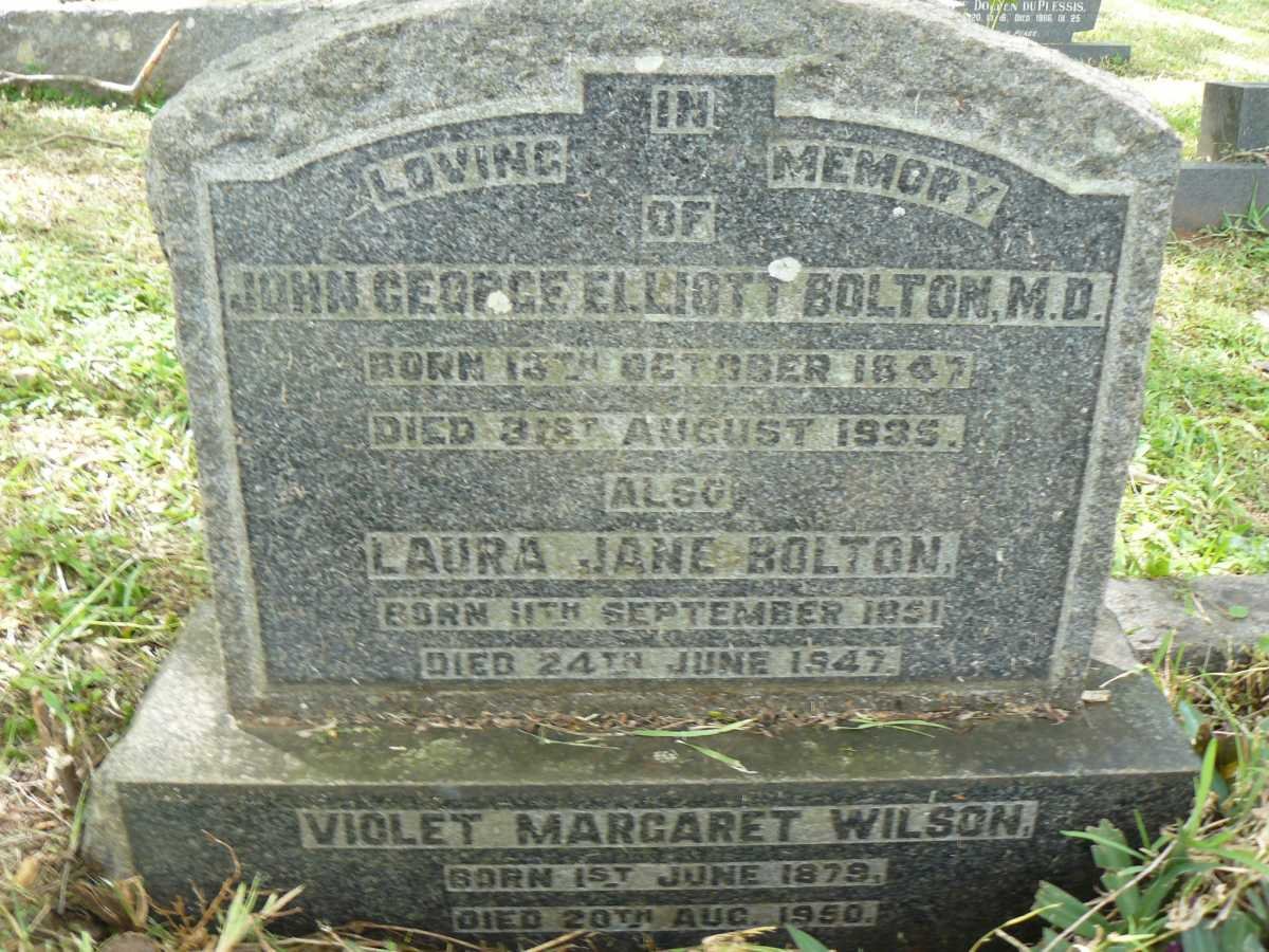 BOLTON John George Elliott 1847-1935 &amp;  Laura Jane 1851-1947 :: WILSON Violet Margaret 1879-1950