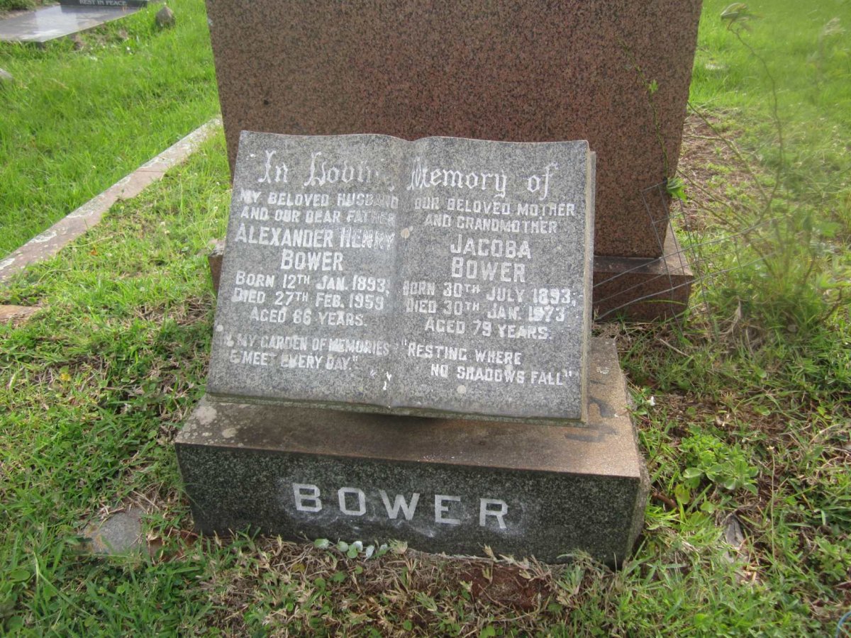 BOWER Alexander Henry 1893-1959 &amp; Jacoba 1893-1973