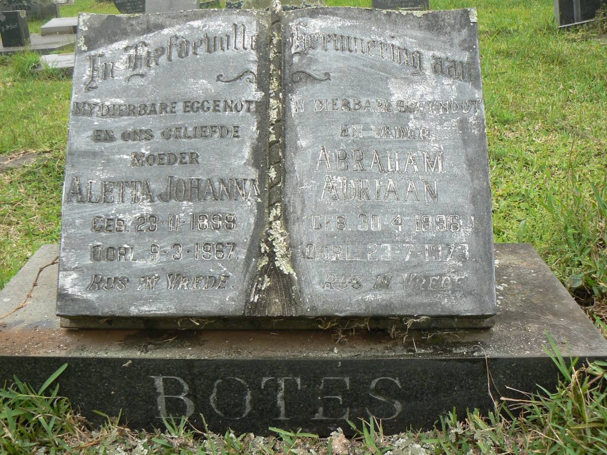 BOTES Abraham Adriaan 1896-1973 &amp; Aletta Johanna 1899-1967
