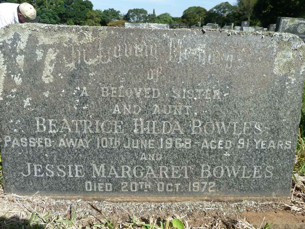 BOWLES Beatrice Hilda -1968 :: BOWLES Jessie Margaret -1972