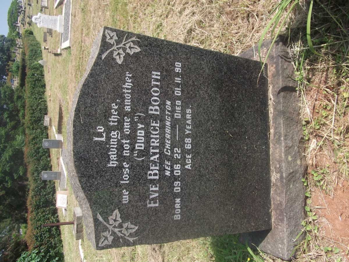 BOOTH Eve Beatrice nee CHERRINGTON 1922-1990