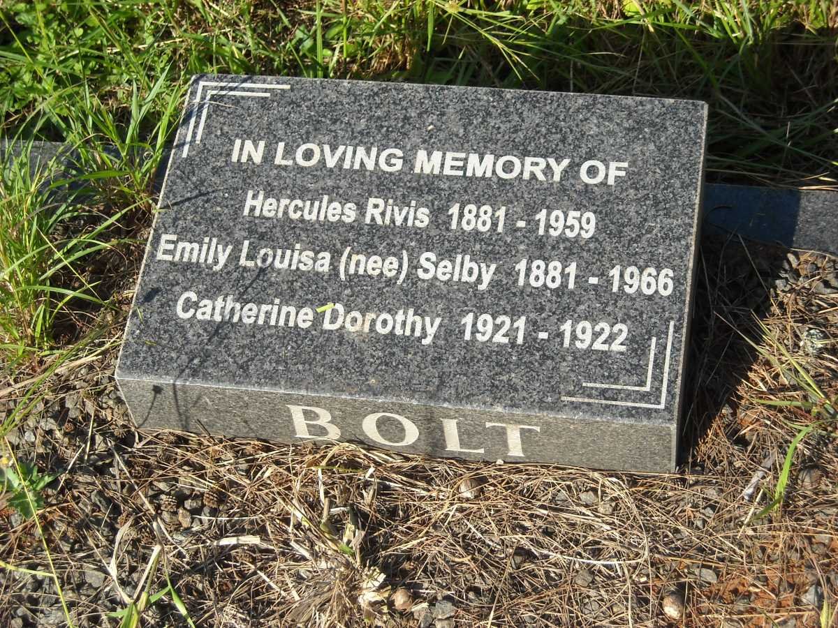 BOLT Hercules Rivis 1881-1959 &amp; Emily Louisa SELBY 1881-1966