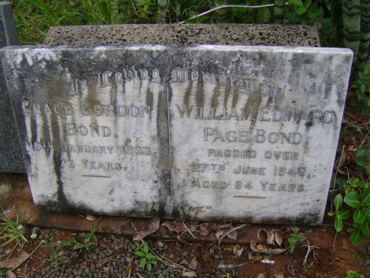 BOND William Edward Page -1945 &amp; Grace Gordon -1962