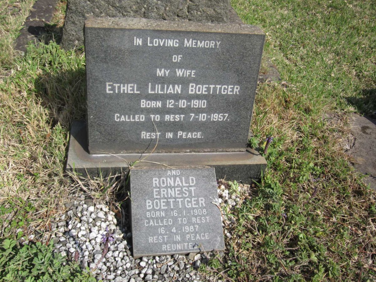 BOETTGER Ronald Ernest 1908-1987 &amp; Ethel Lilian 1910-1957