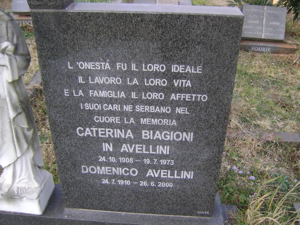 BIAGIONI Caterina nee AVELLINI 1908-1973 :: AVELLINI Domenico 1910-2000 