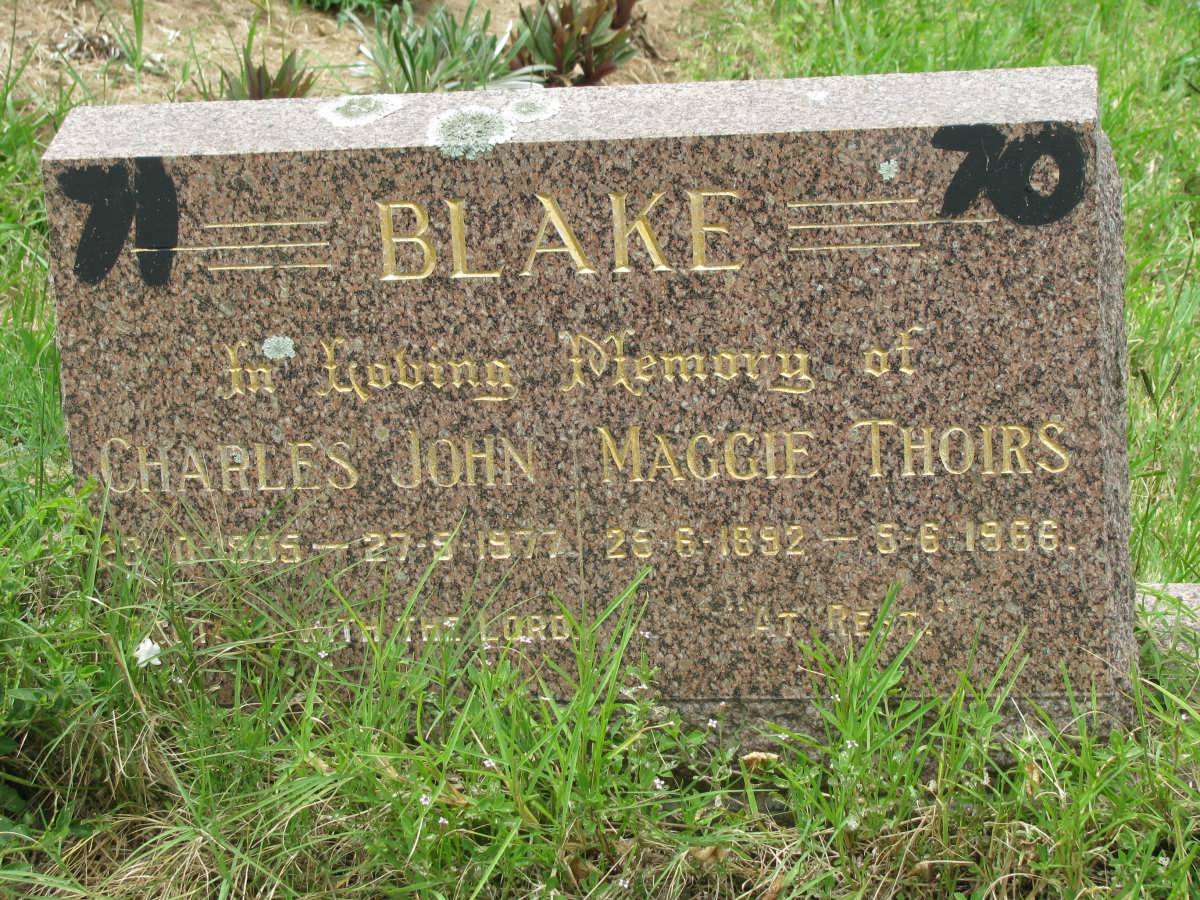 BLAKE Charles John 1885-1977 &amp; Maggie Thoirs 1892-1966