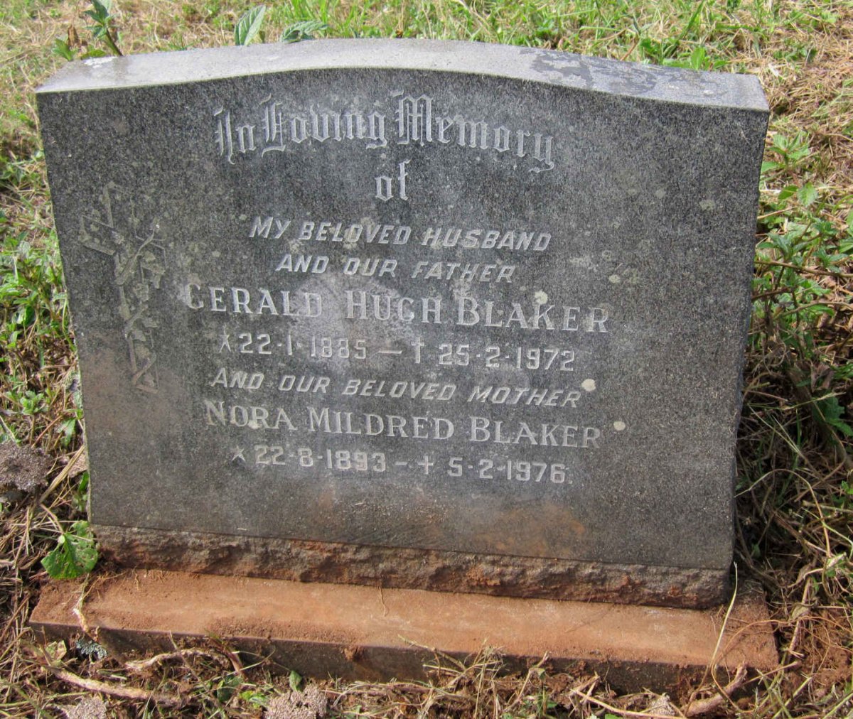 BLAKER Gerald Hugh 1885-1972 &amp; Nora Mildred 1893-1976