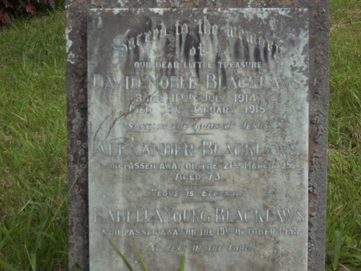 BLACKLAWS Alexander -1952 &amp; Isabella Young -1959 :: BLACKLAWS David Noble 1914-1915
