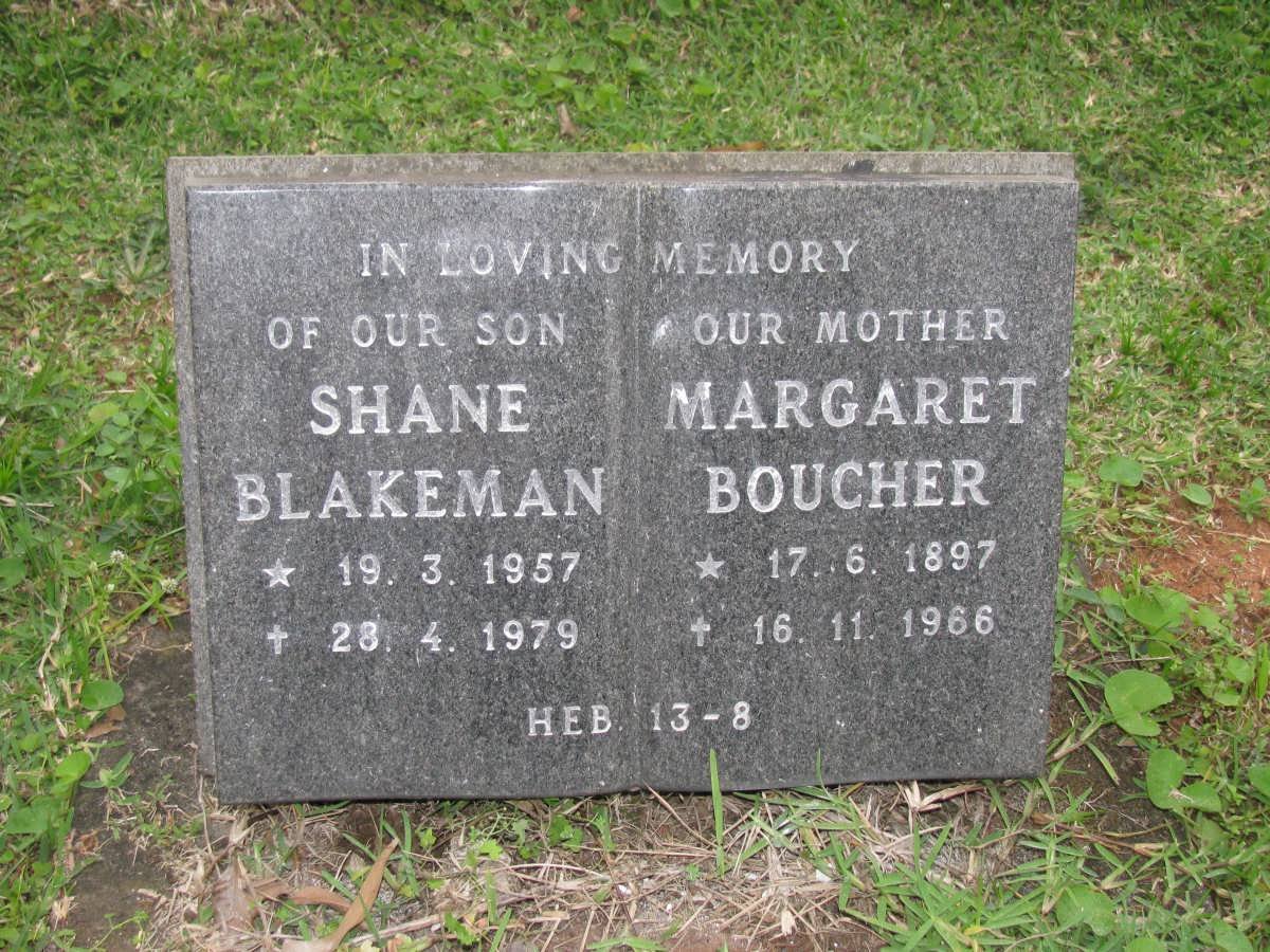 BLAKEMAN Shane 1957-1979 :: BOUCHER Margaret 1897-1966