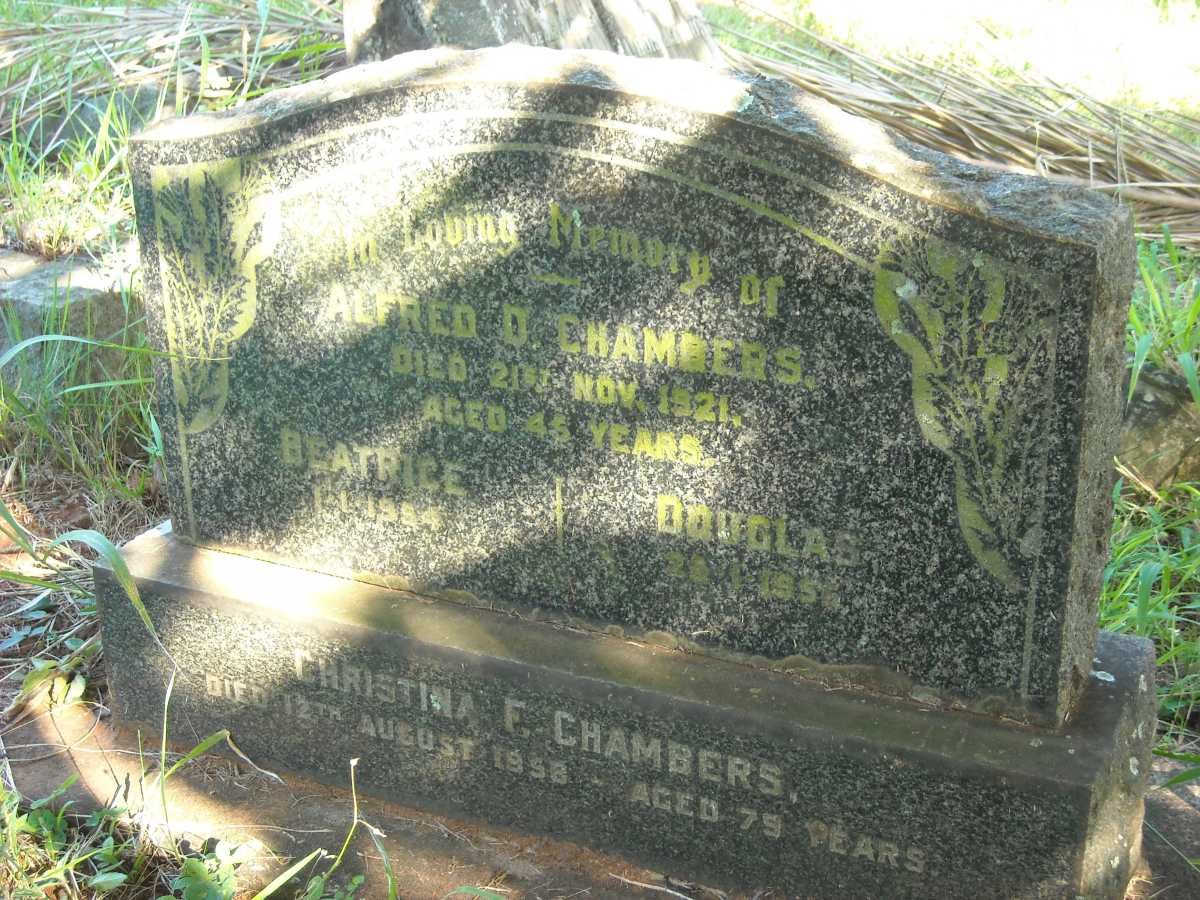 CHAMBERS Alfred D. -1921 &amp; Christina Fergie -1958 :: CHAMBERS Douglas Gordon -1955 :: CHAMBERS Beatrice -1954