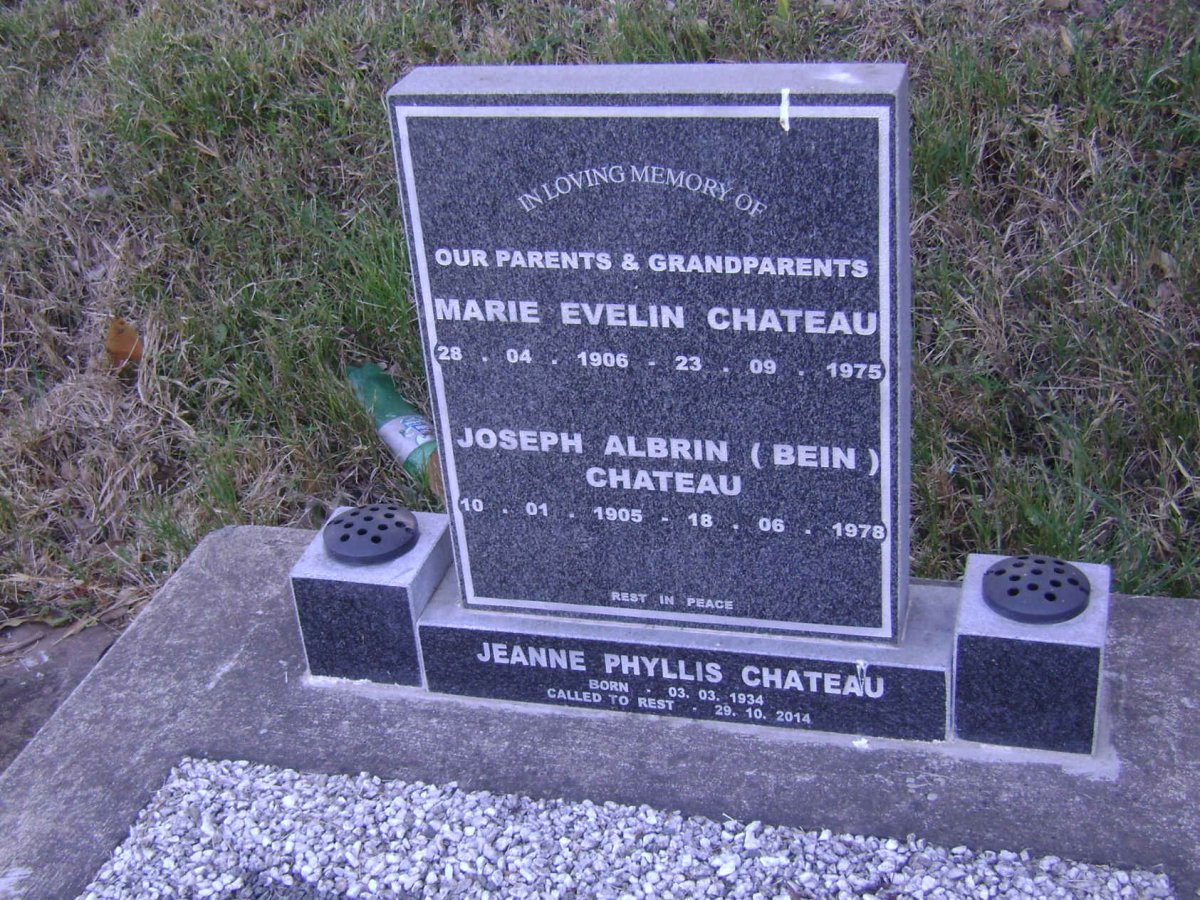 CHATEAU Joseph Albrin 1905-1978 &amp; Marie Evelin 1906-1975 :: CHATEAU Jeanne Phyllis 1934-2014