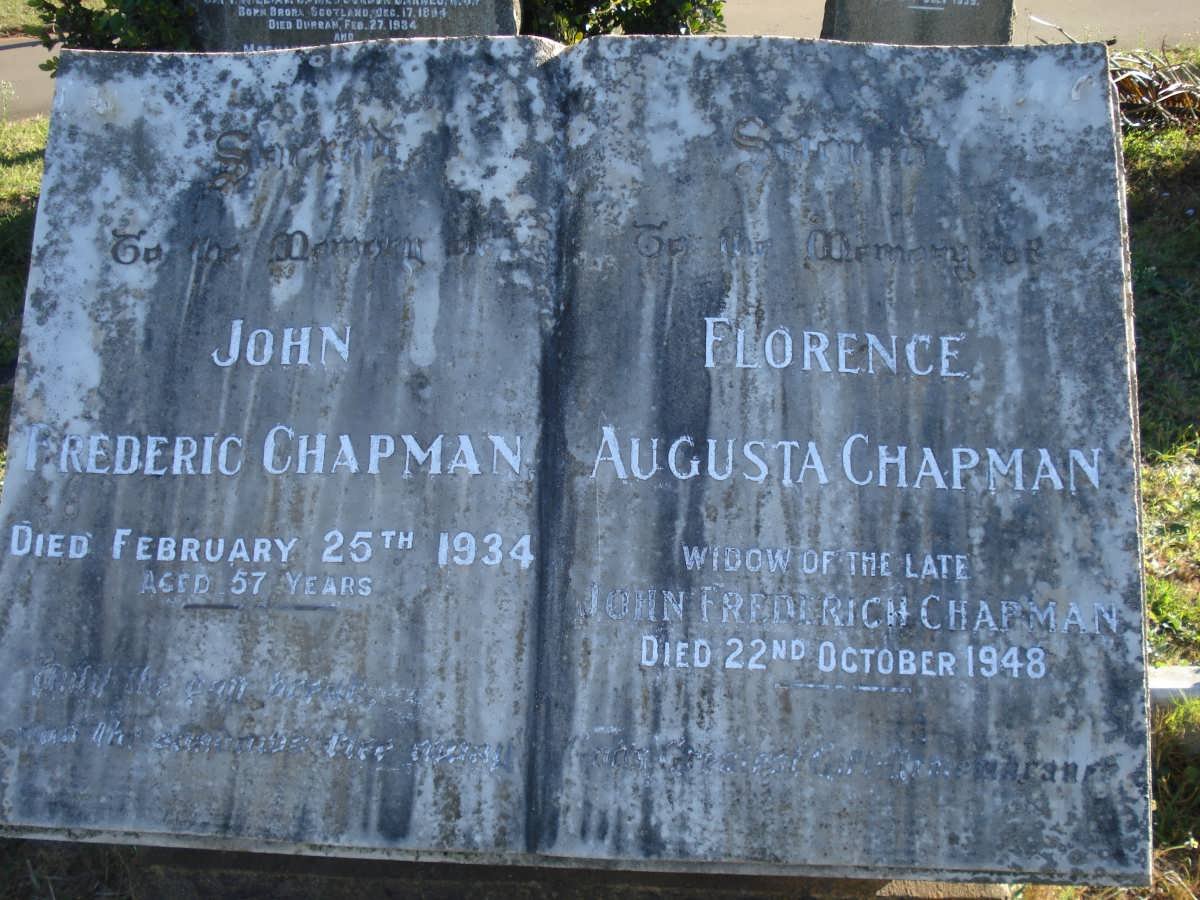 CHAPMAN John Frederic -1934 &amp; Florence Augusta -1948