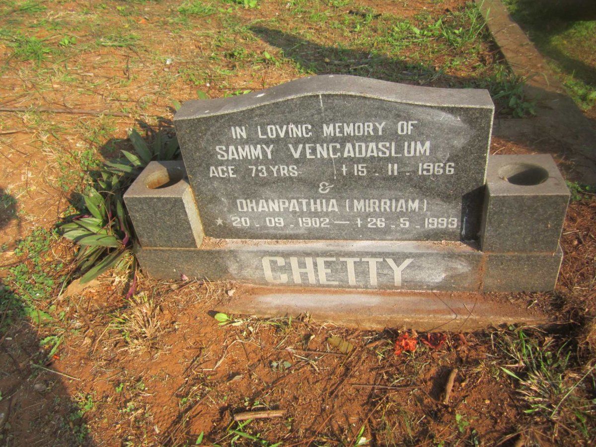 CHETTY Sammy Vencadaslum -1966 &amp; Dhanpathia 1902-1993