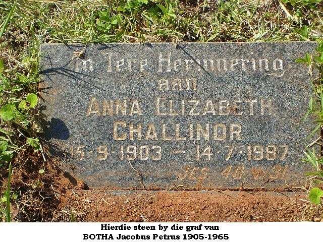 CHALLINOR Anna Elizabeth 1903-1987 :: BOTHA Jacobus Petrus 1905-1965