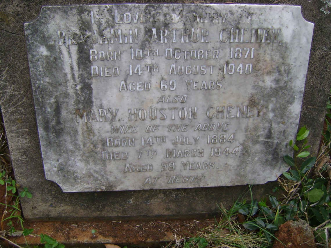 CHENEY Benjamin Arthur 1871-1940 &amp; Mary Houston 1884-1944
