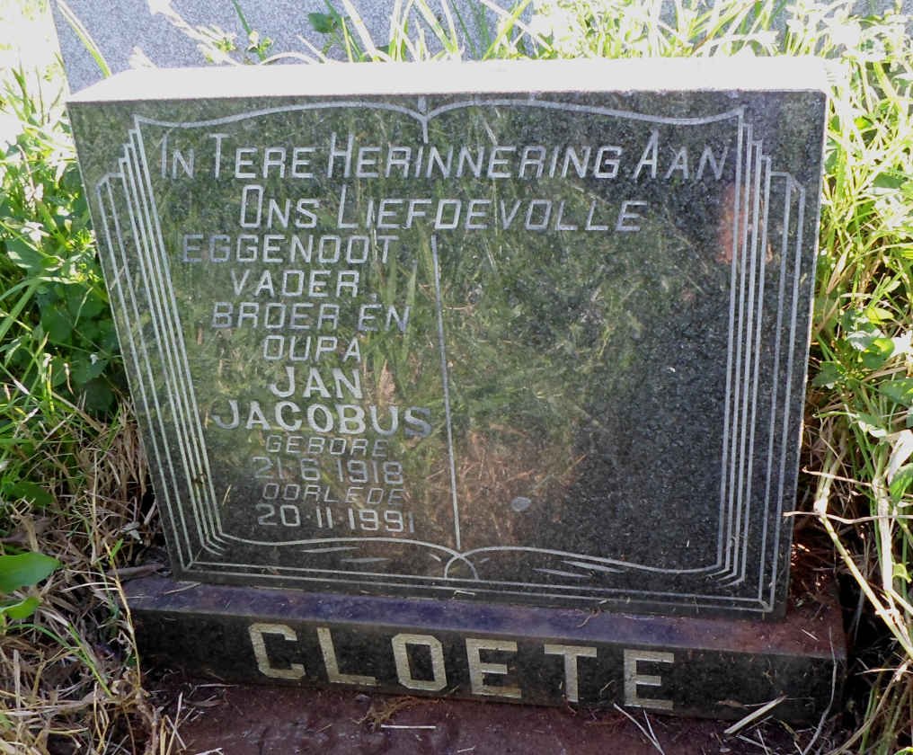CLOETE Jan Jacobus 1918-1991