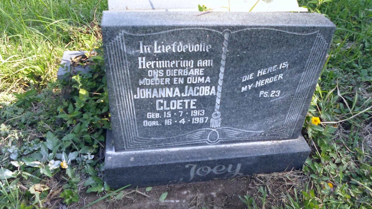 CLOETE Johanna Jacoba 1913-1987