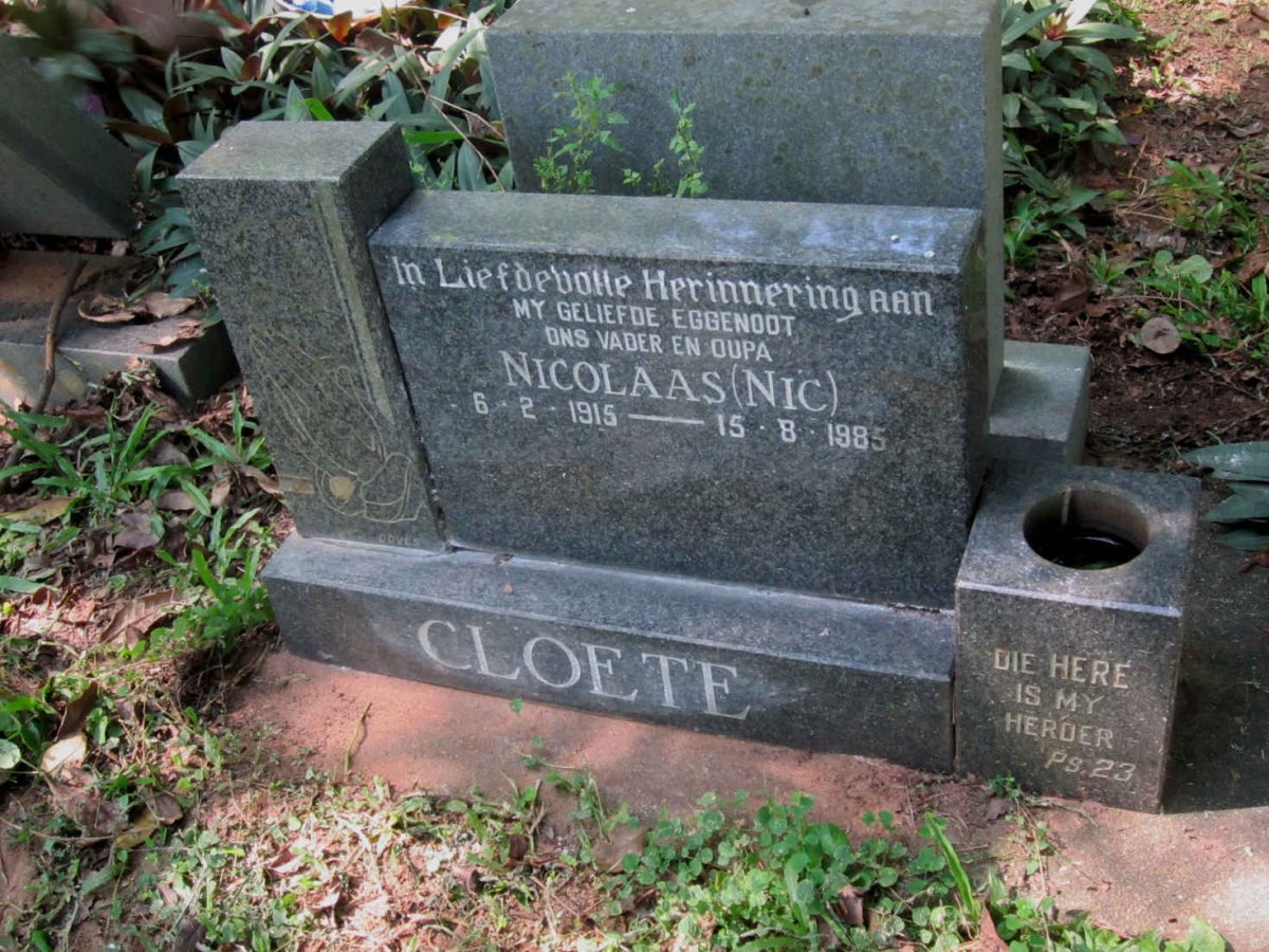 CLOETE Nicolaas 1915-1985
