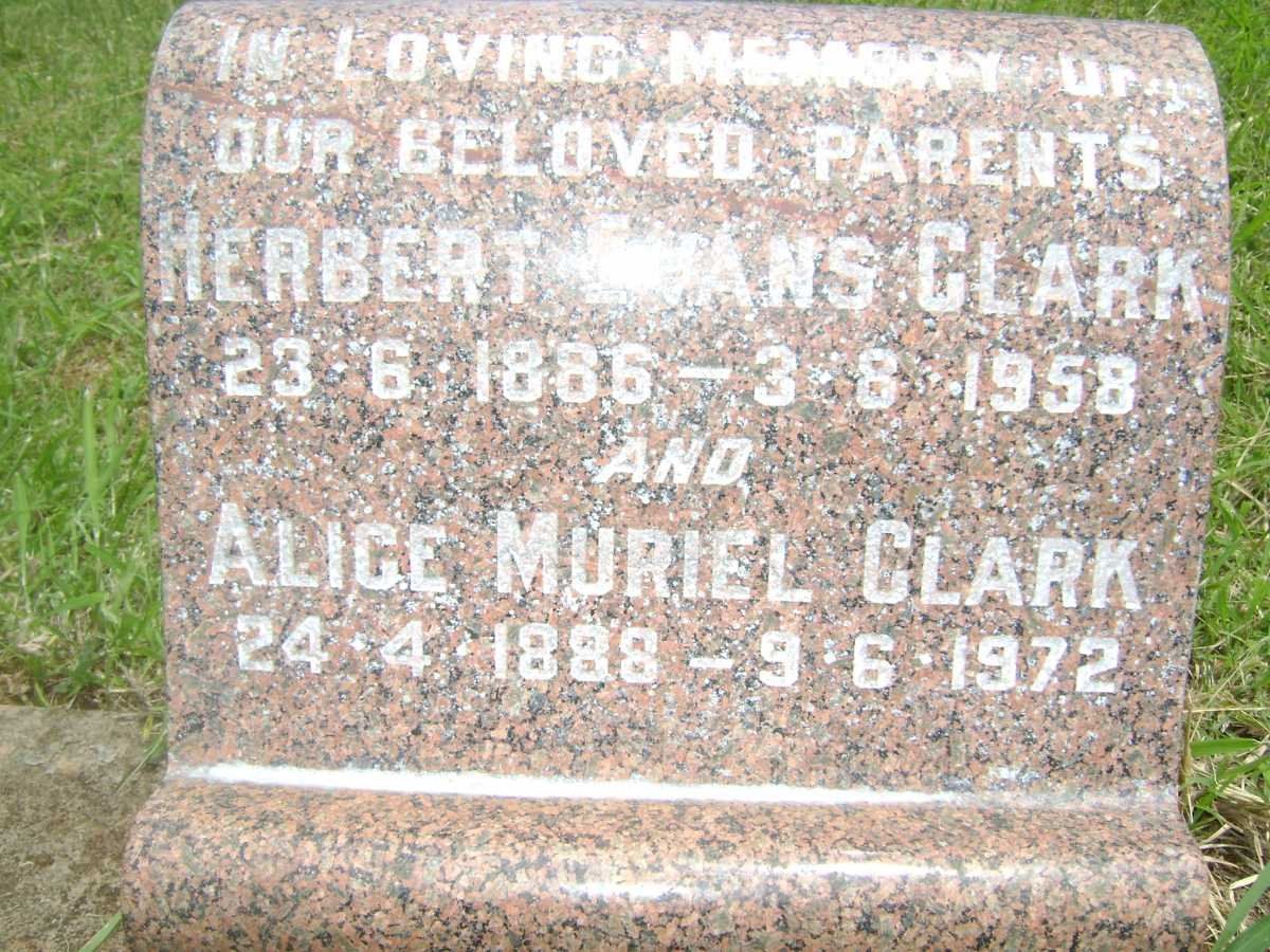 CLARK Herbert Evans 1886-1958 &amp; Alice Muriel 1888-1972
