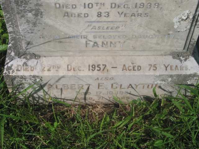 CLAYTON Walter 1920::CLAYTON Eliza -1939::CLAYTON Albert Ernest -1961:: GOUDGE Fanny 1957