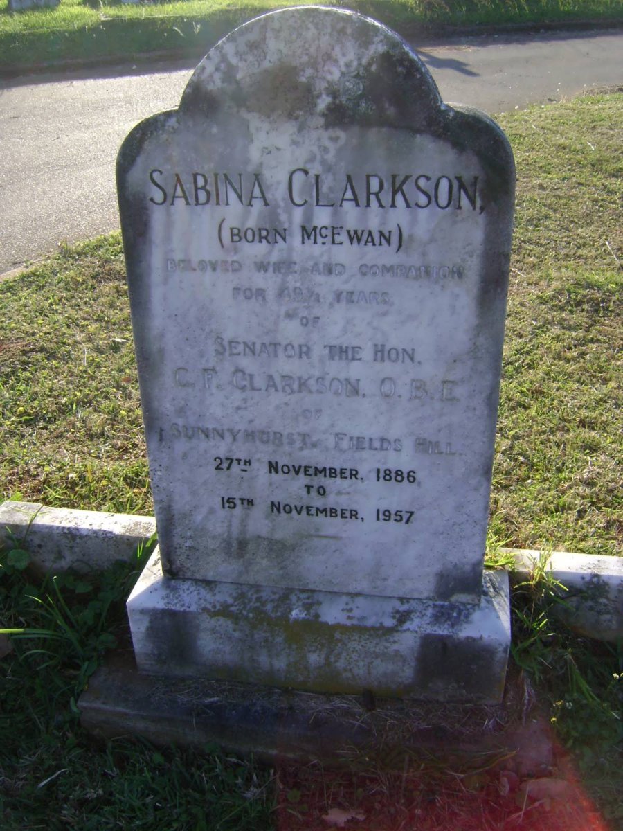 CLARKSON Charles Francis 1881-1951 &amp; Sabina McEWAN 1886-1957