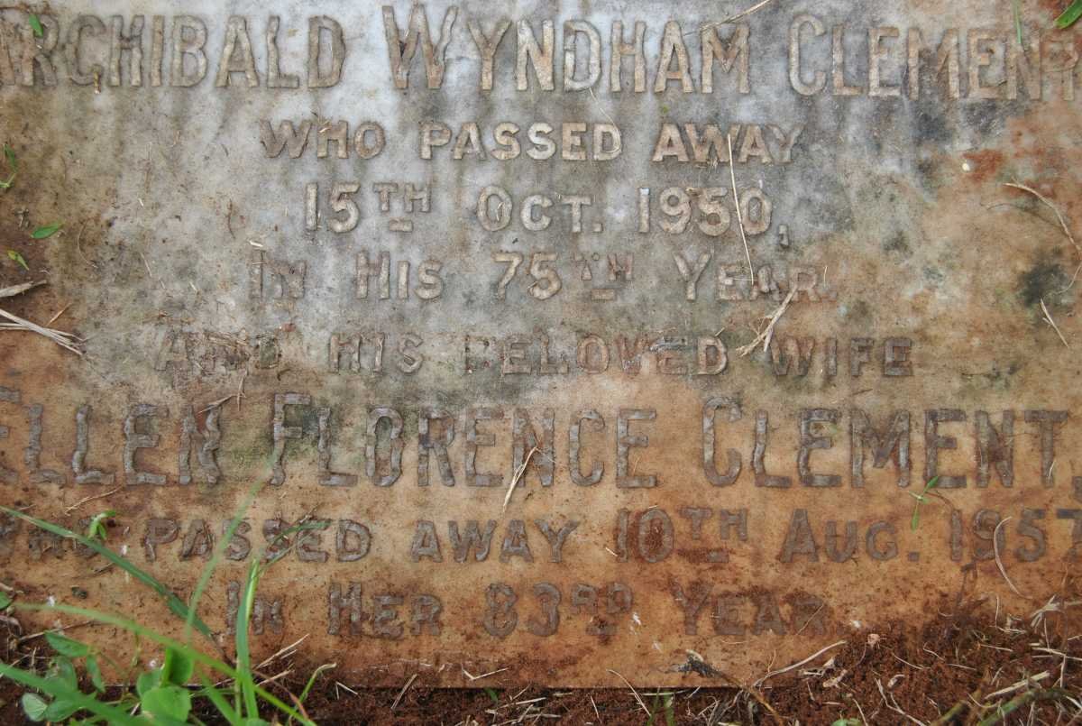 CLEMENT Archibald Wyndham -1950 &amp; Ellen Florence -1957